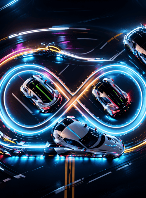 cars, neon, racetrack