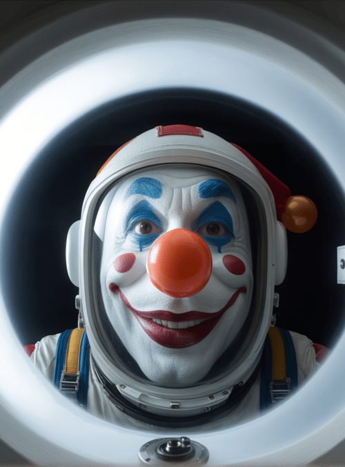clown, astronaut, spacesuit