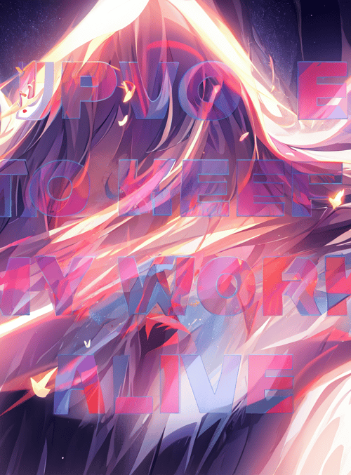anime girl, light rays, text
