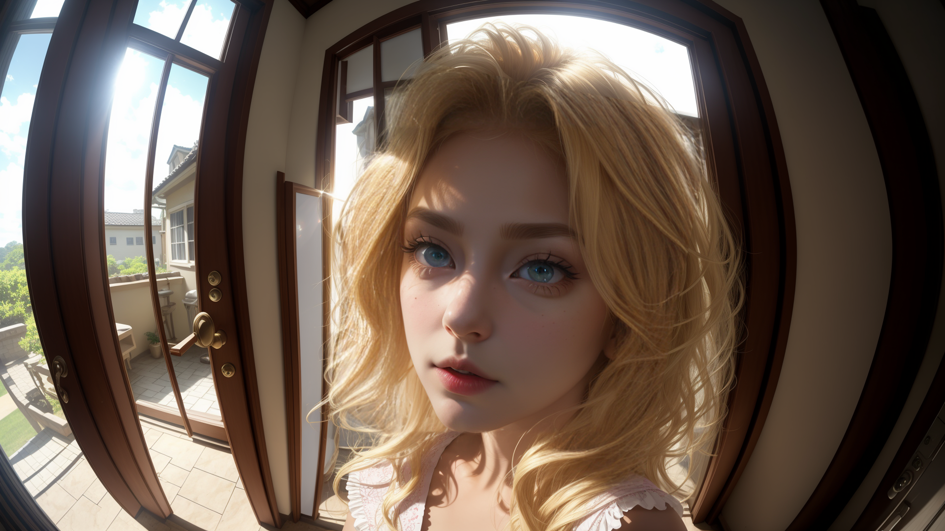 AI generated wallpaper featuring woman, blonde, hair