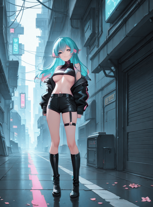 anime, cyberpunk, girl