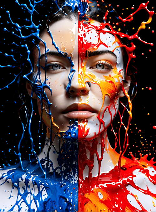 face, paint, woman, splat, art