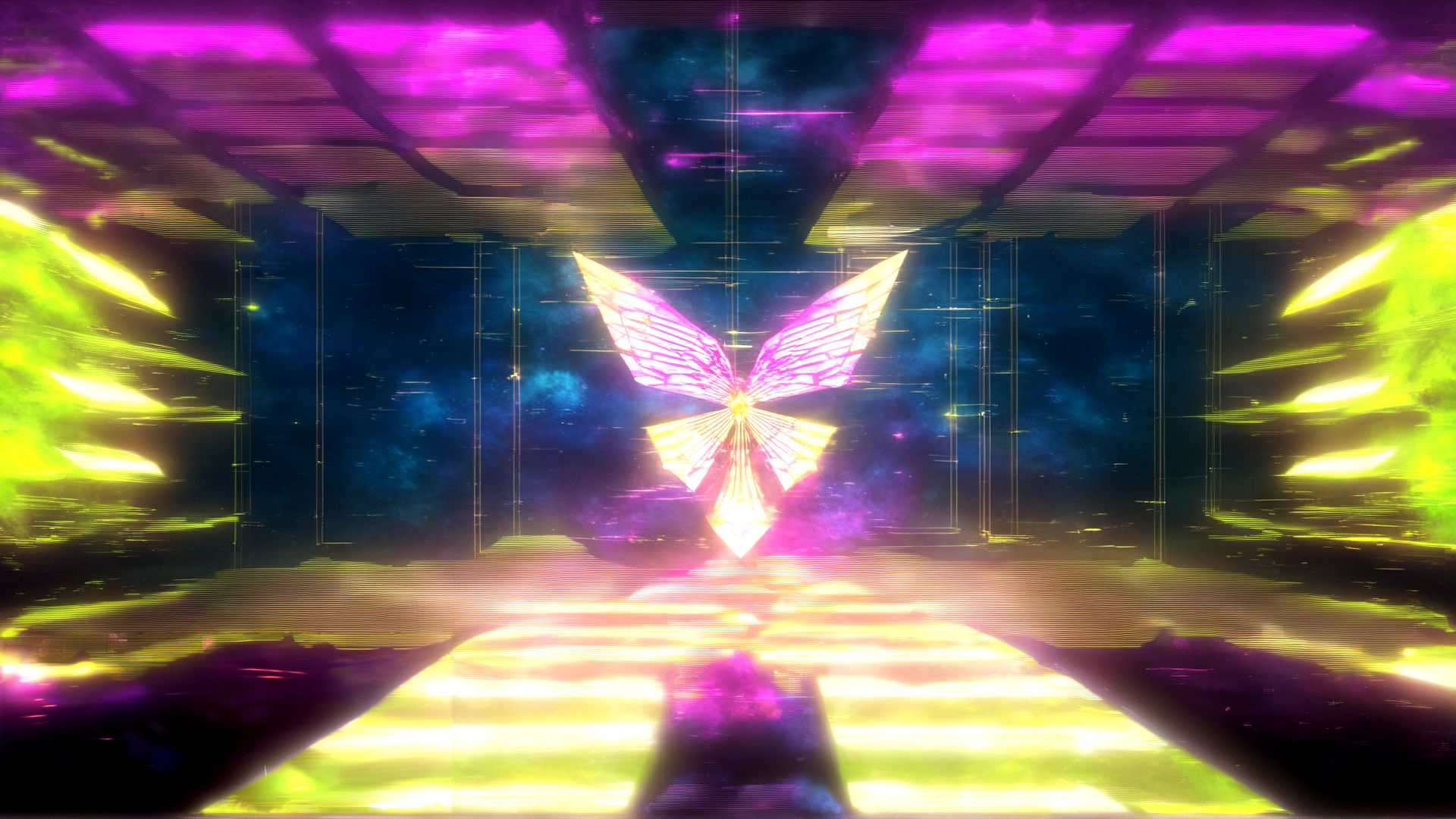AI generated wallpaper featuring butterfly, digital, glow