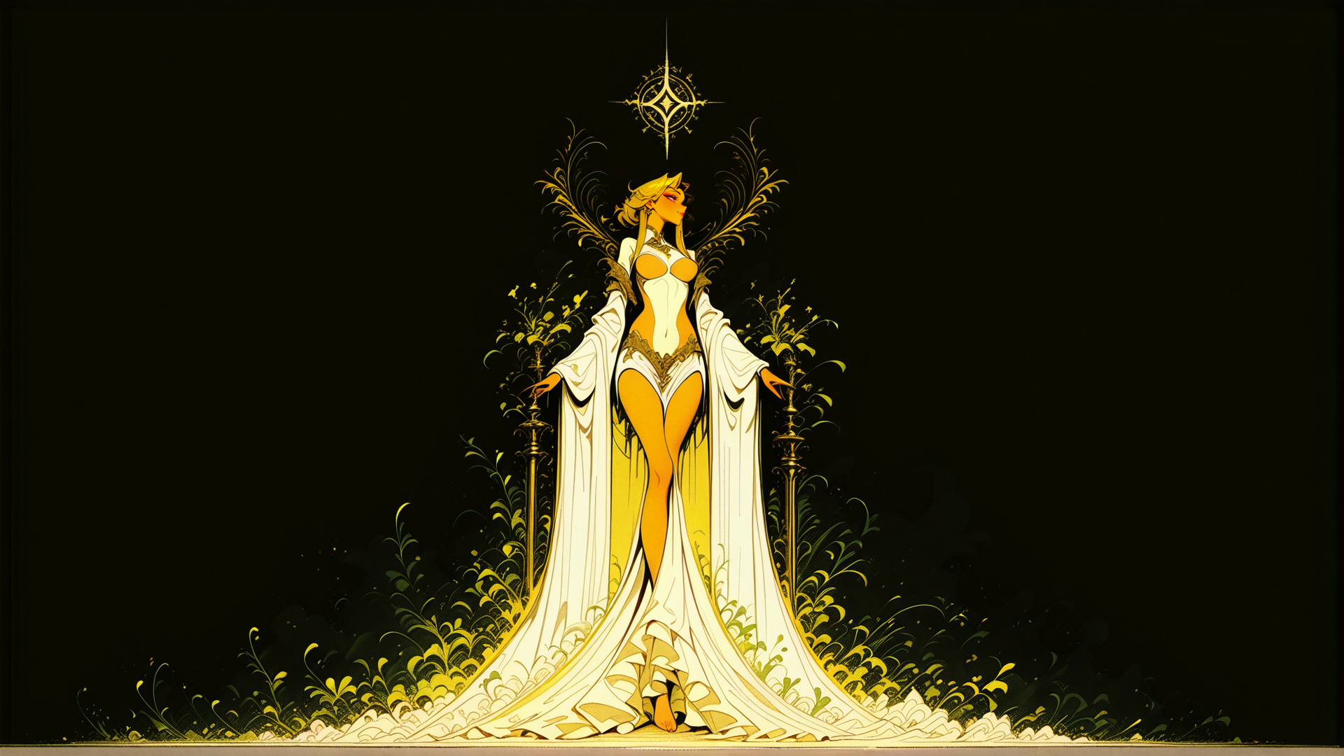 AI generated wallpaper featuring goddess, queen, figure