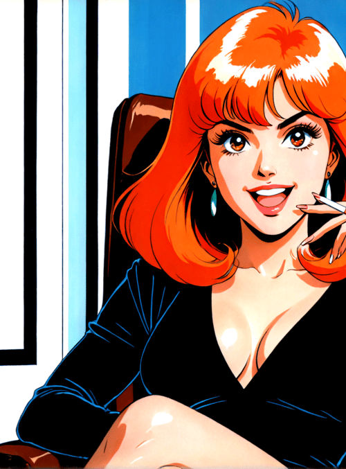 woman, cigarette, hourglass, chair, poster