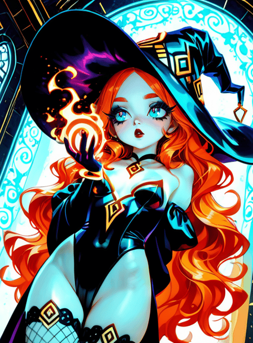 witch, woman, hat, fire, dress, hair, gloves, ornament, window, diamond