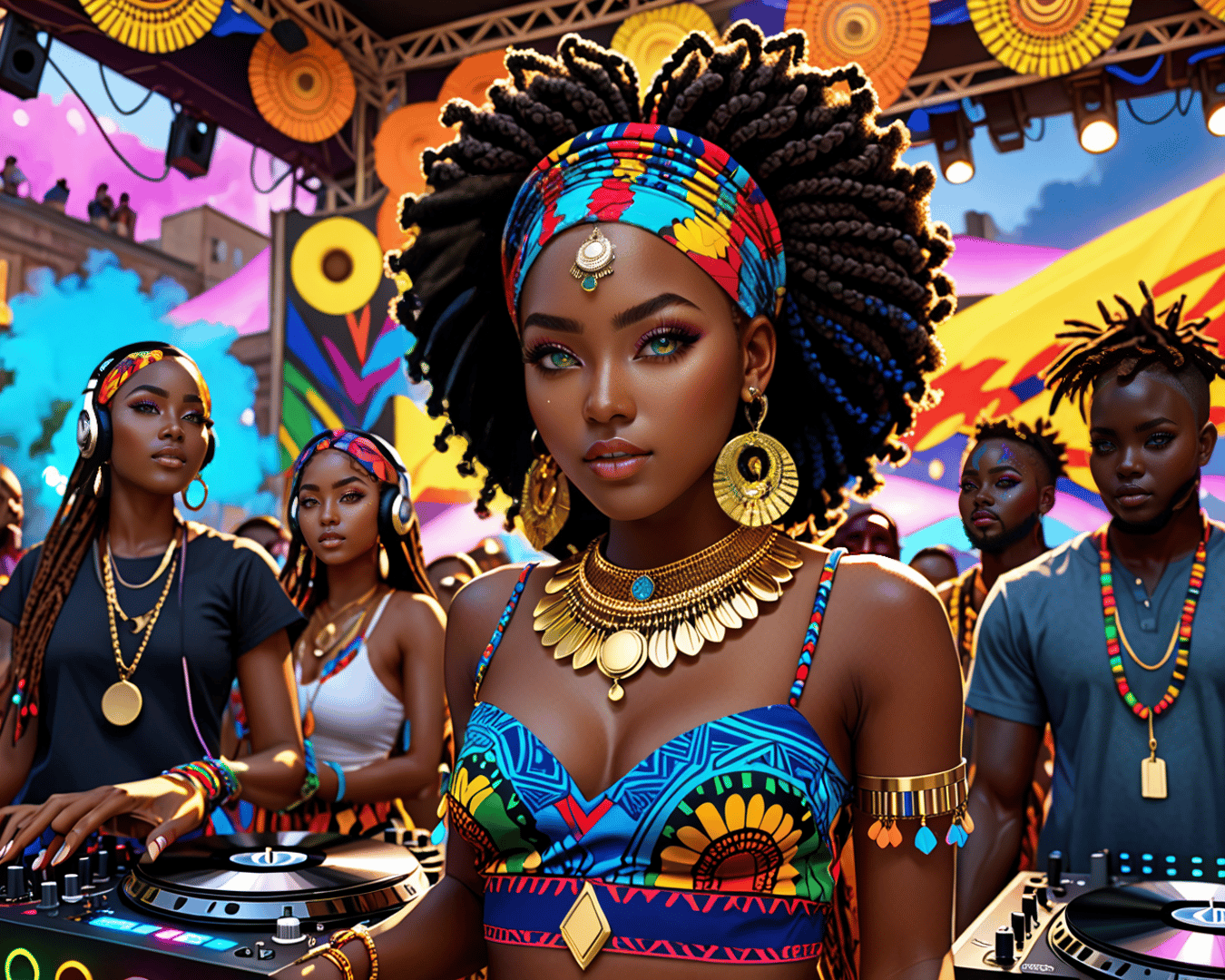AI generated wallpaper featuring dj, people, music