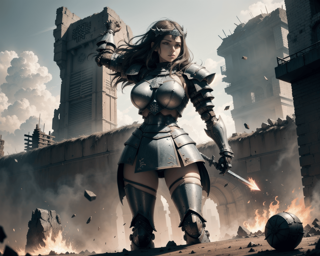 AI generated wallpaper featuring warrior, armor, sword