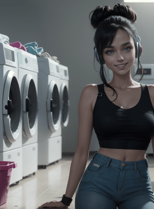 woman, laundry, washing machines