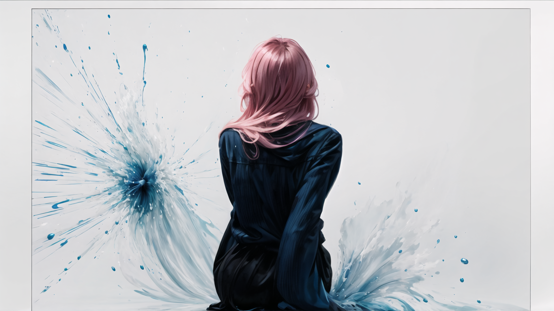 AI generated wallpaper featuring girl, painting, splatter