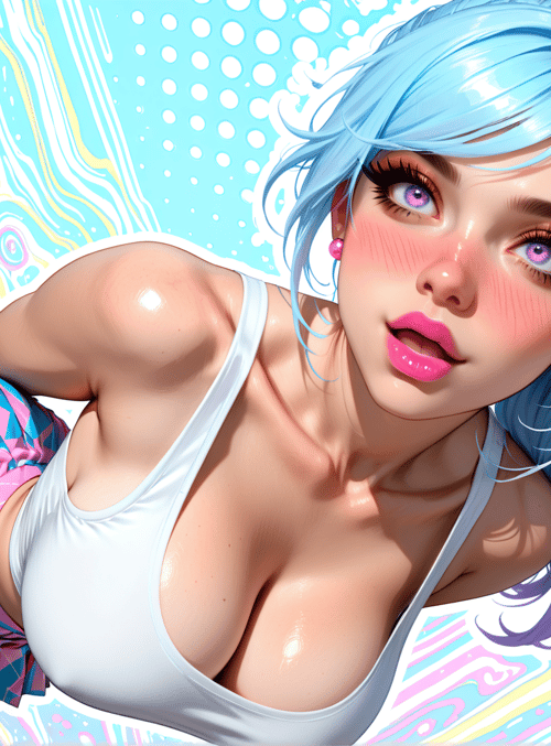 woman, character, blonde, hair, swimwear, tank top, high ponytail, earrings, sweat, tattoo