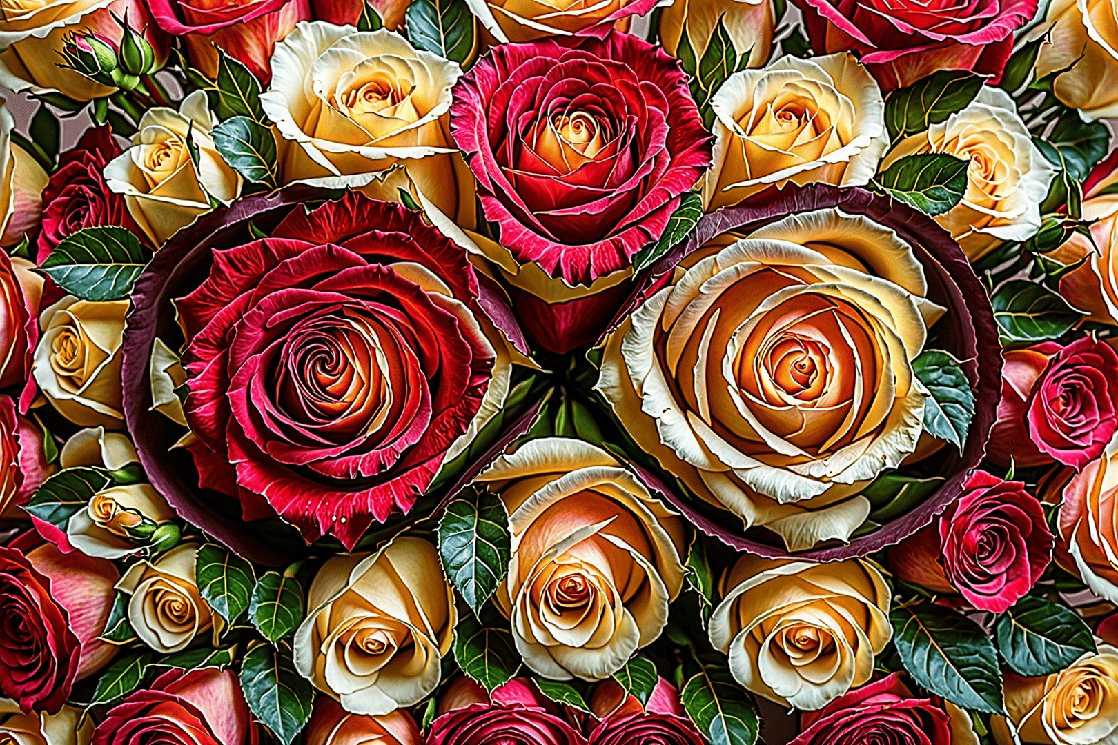AI generated wallpaper featuring roses, flowers, bouquet