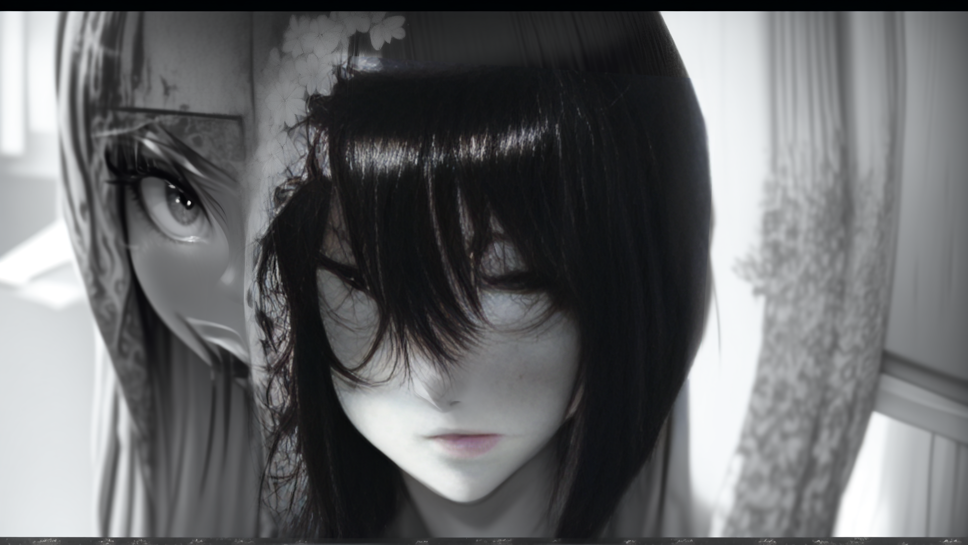 AI generated wallpaper featuring anime girl, doll, girl