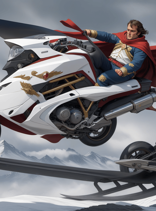 superman, motorcycle, mountain