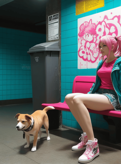 girl, dog