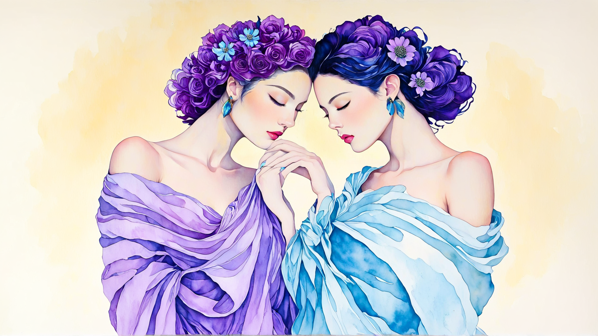 AI generated wallpaper featuring woman, woman, flowers, dress