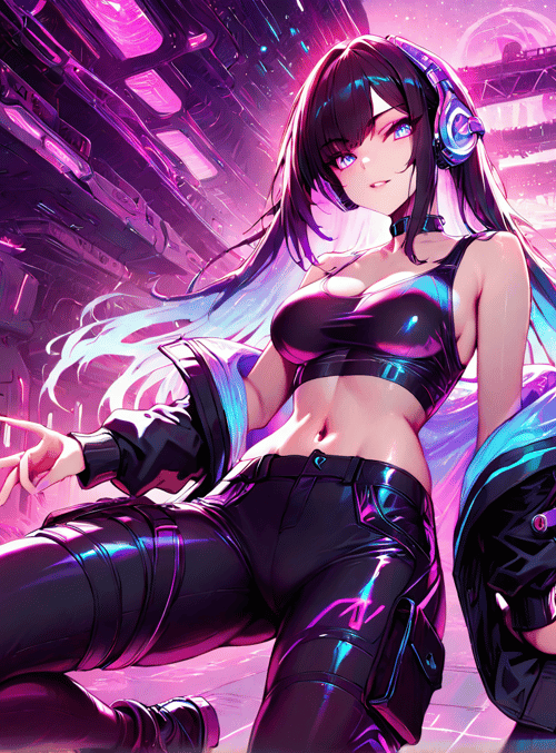 cyberpunk girl, neon, futuristic