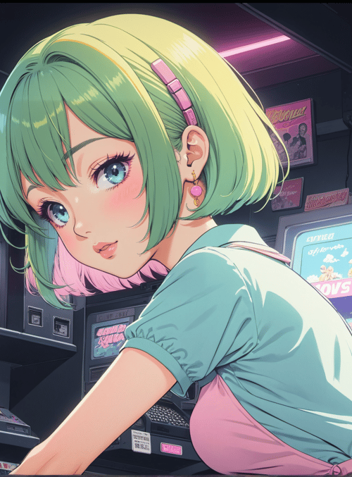 girl, arcade, game