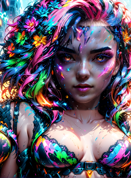 woman, cyberpunk, city