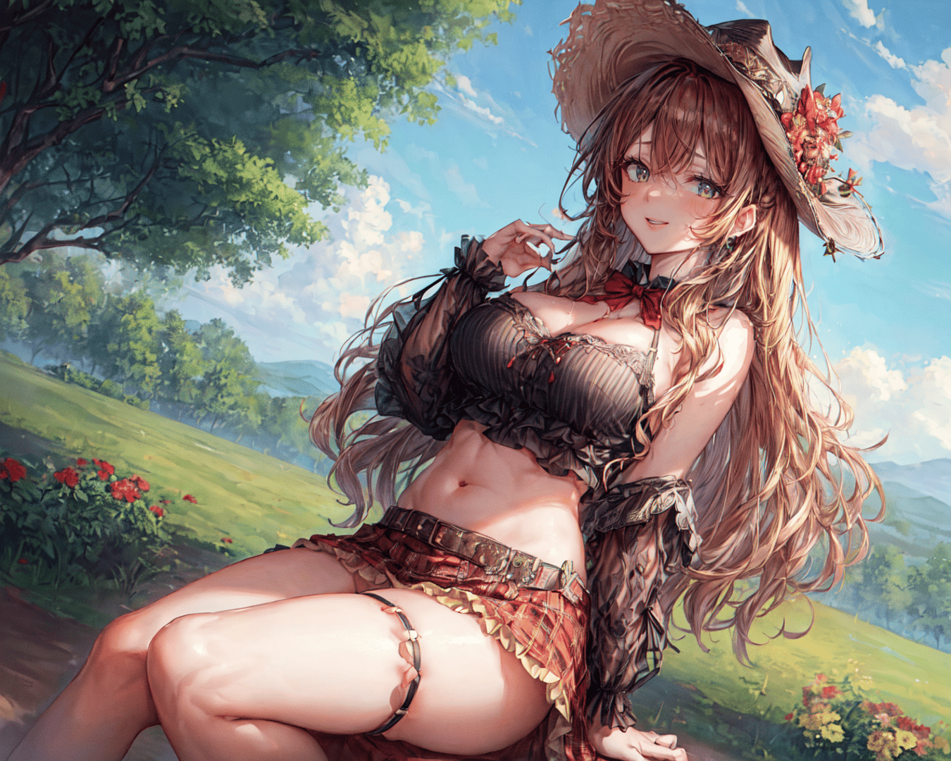 AI generated wallpaper featuring woman, goddess, nature
