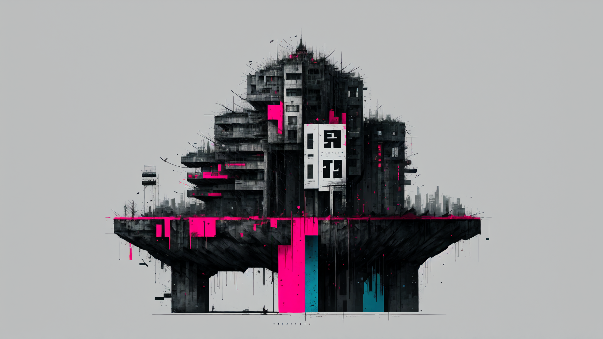 AI generated wallpaper featuring building, skyscraper, cityscape, structure