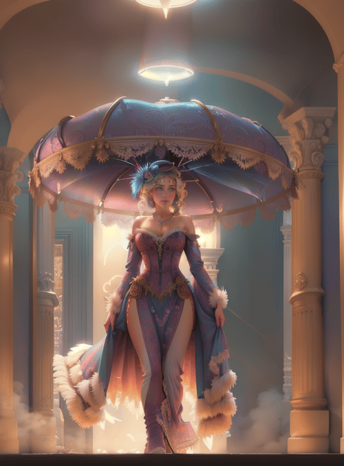 woman, umbrella, dress