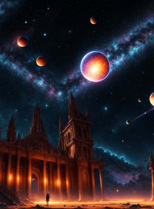 castle, planet, galaxy