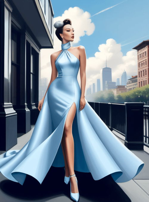 woman, dress, city