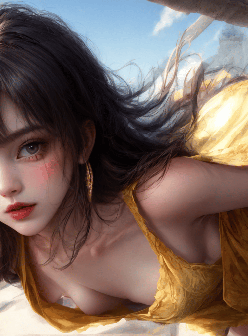woman, gold, sun