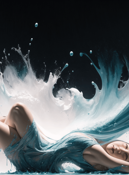 woman, water, wave