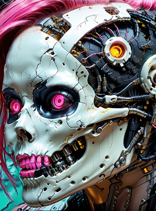 cyborg, skull, robot