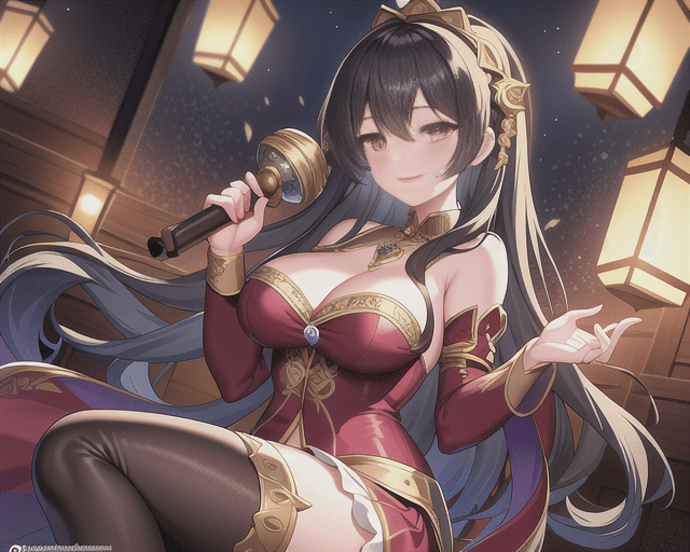 AI generated wallpaper featuring anime girl, magician, goddess