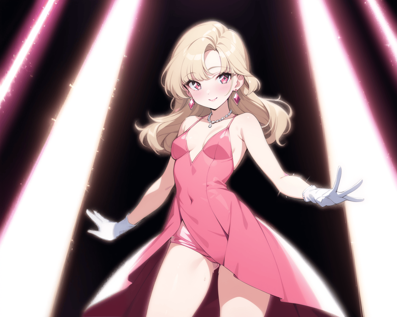 AI generated wallpaper featuring woman, gloves, dress