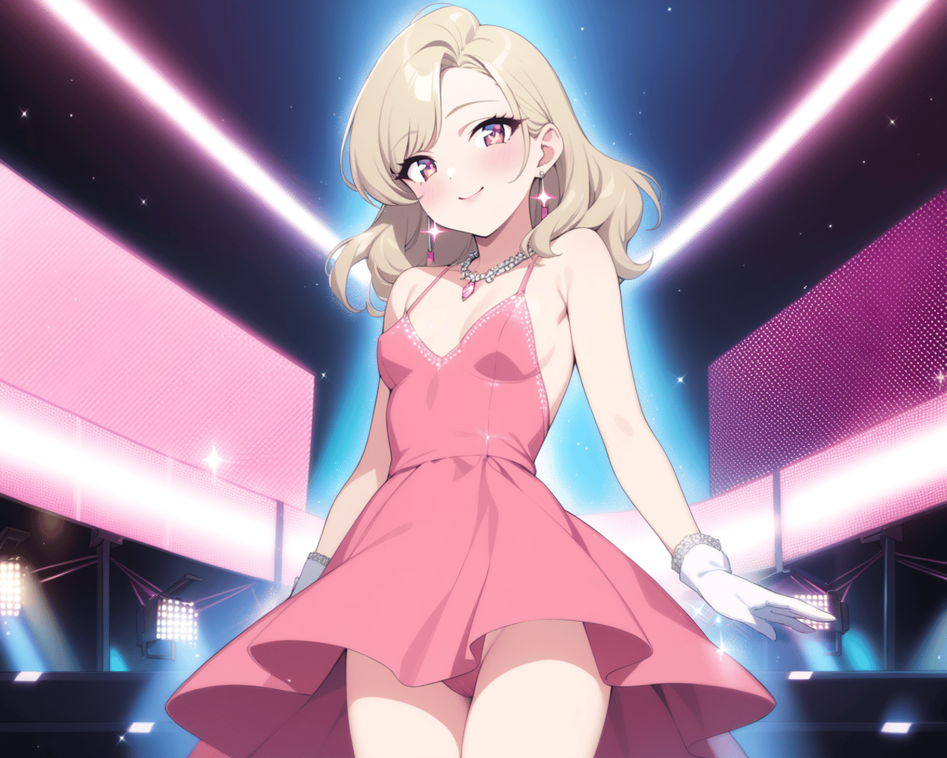 AI generated wallpaper featuring anime girl, stage performer, singer