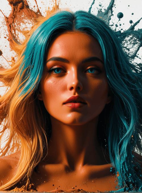 woman, hair, paint