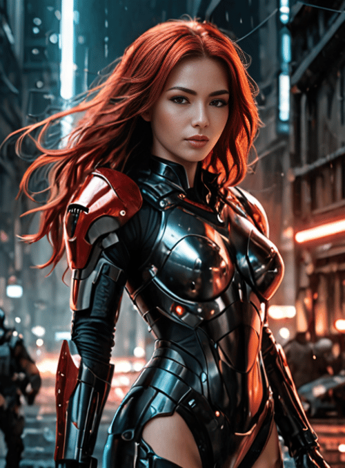 cyborg, woman, armor