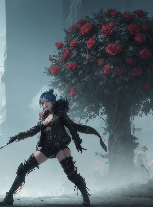 woman, tree, city
