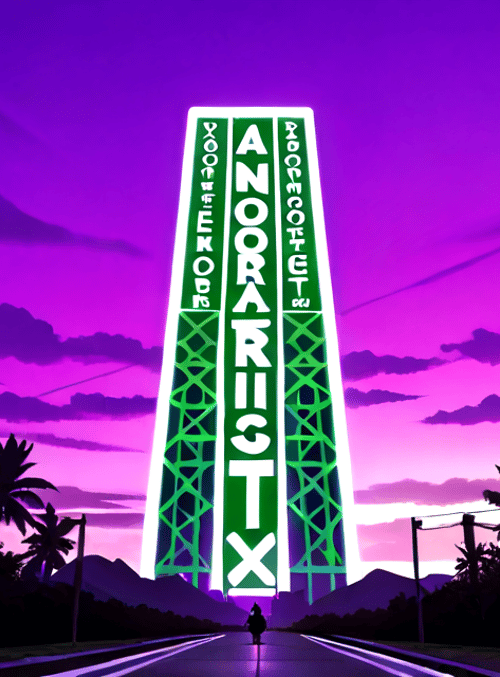 tower, road, palm trees