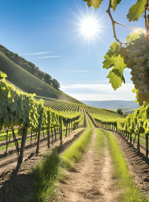 vineyard, grapes, sun