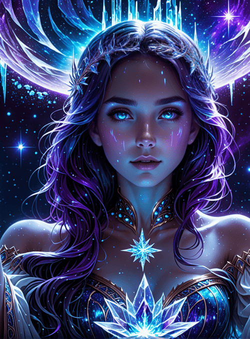 goddess, crystals, moon