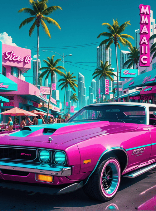 car, street, buildings