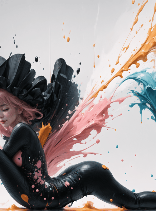woman, paint, ink
