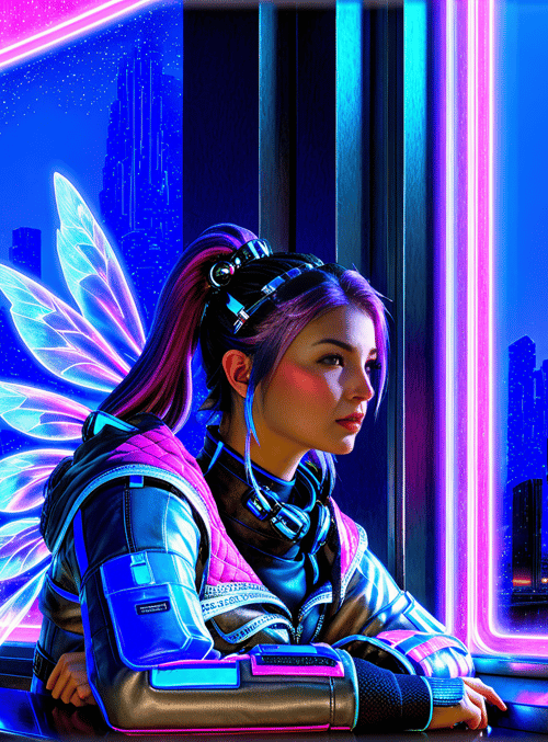 cyberpunk, fairy, woman