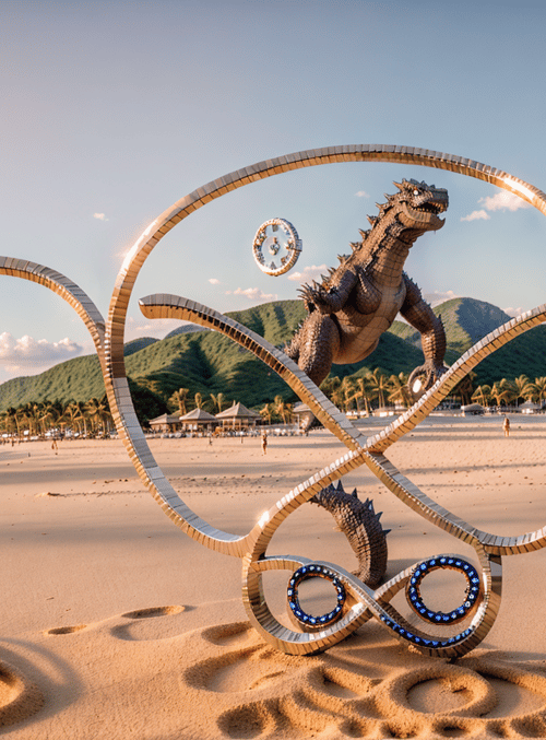 dragon, infinity_symbol, beach