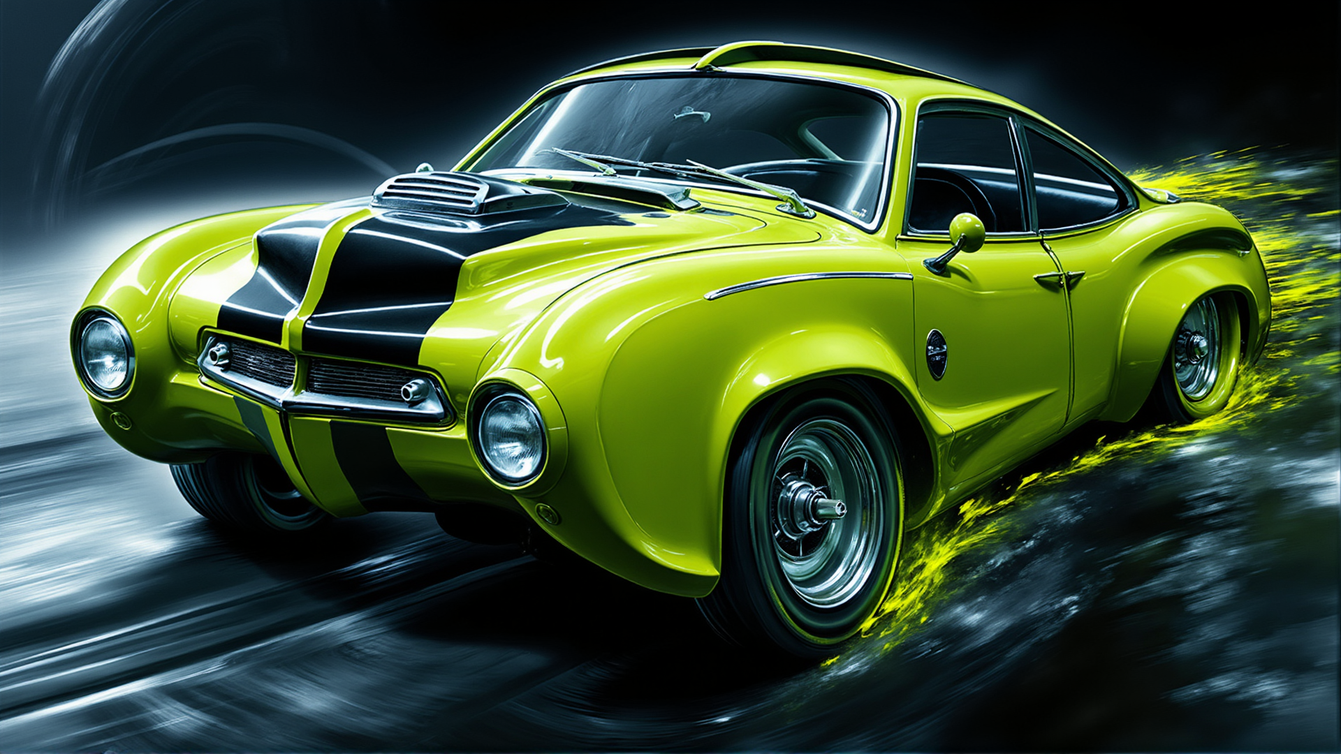 AI generated wallpaper featuring car, classic car, vintage car, sports car, racer