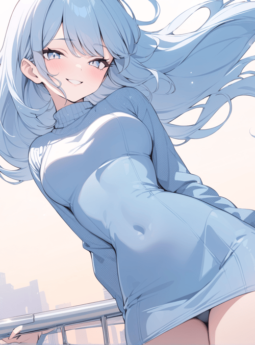 anime girl, cityscape