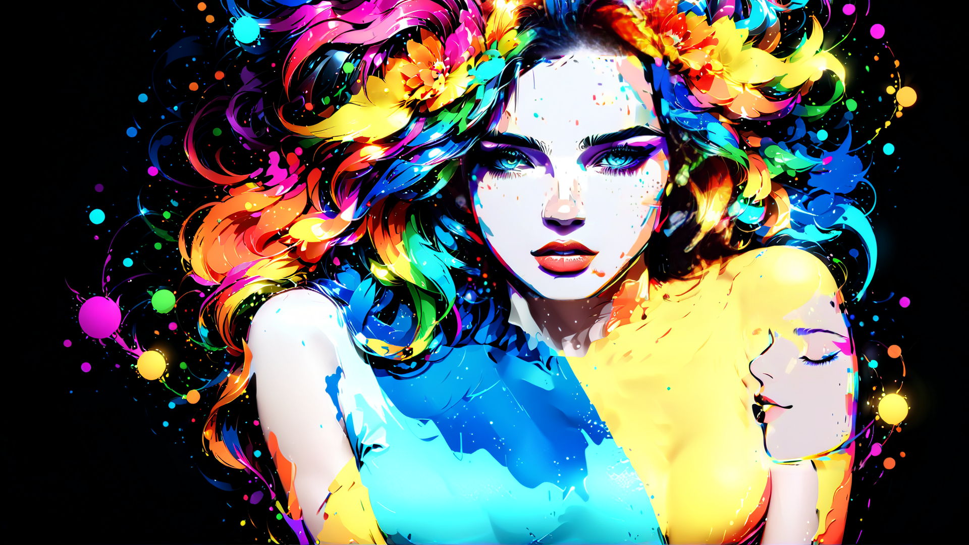 AI generated wallpaper featuring woman, girl, flower