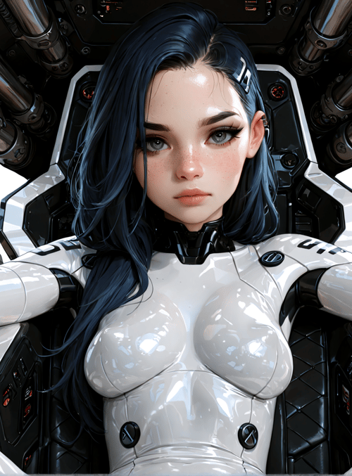 woman, robot, spaceship, cockpit, cyborg