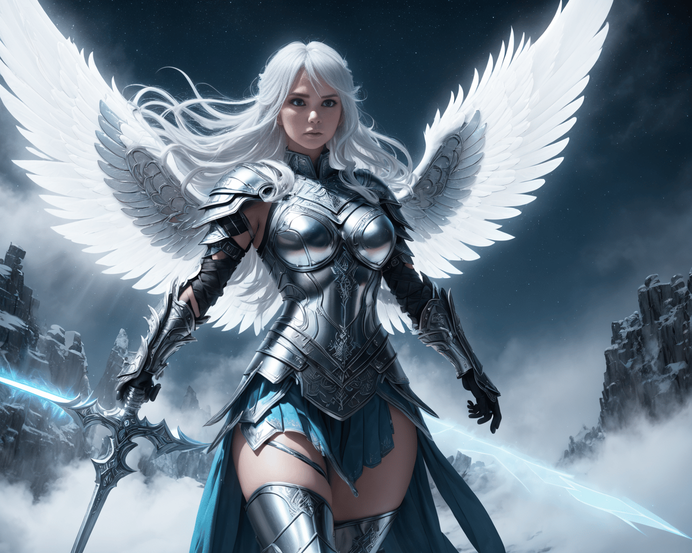 AI generated wallpaper featuring angel, warrior, fairy
