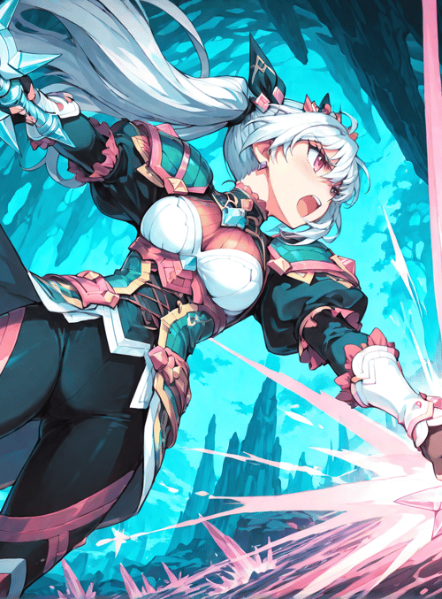 anime girl, sword, crystal, armor, magical girl